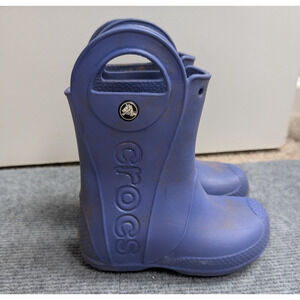 Crocs Handle It Rain Boots Kids 10 Blue Rubber Waterproof Outdoor Play